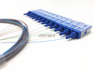 Singlemode 12 Core Ribbon Fanout 250um Fiber Optic Pigtail