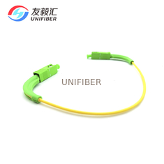 90 Degree Angled Boot SC / APC Simplex Fiber Optic Patch Cord Single Mode 0.3M